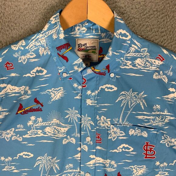 Reyn Spooner Kekai Shirt St Louis Cardinals Mens Medium Hawaiian‎ Performance - Picture 2 of 10